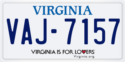 VA license plate VAJ7157