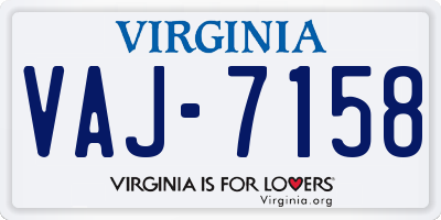 VA license plate VAJ7158