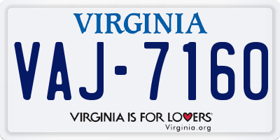 VA license plate VAJ7160