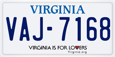 VA license plate VAJ7168