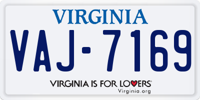 VA license plate VAJ7169