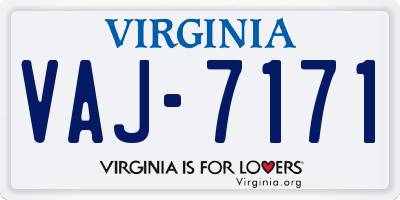 VA license plate VAJ7171