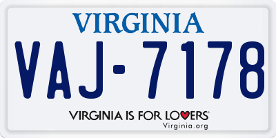 VA license plate VAJ7178