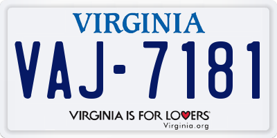 VA license plate VAJ7181