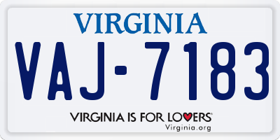VA license plate VAJ7183