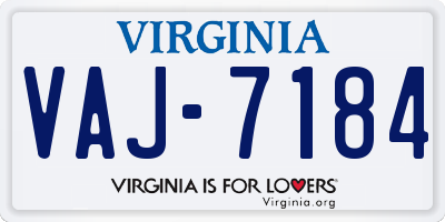 VA license plate VAJ7184