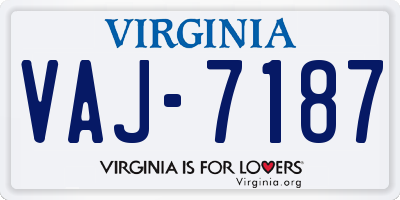 VA license plate VAJ7187