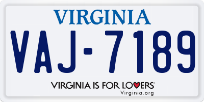 VA license plate VAJ7189