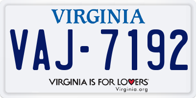 VA license plate VAJ7192