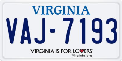 VA license plate VAJ7193