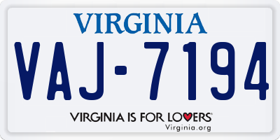 VA license plate VAJ7194