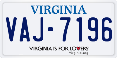 VA license plate VAJ7196