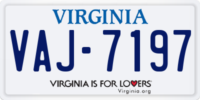 VA license plate VAJ7197