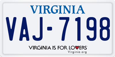 VA license plate VAJ7198