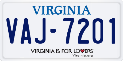 VA license plate VAJ7201