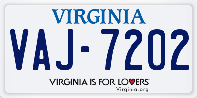 VA license plate VAJ7202