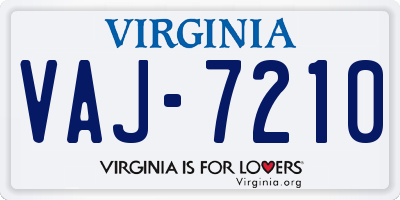 VA license plate VAJ7210