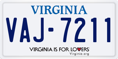 VA license plate VAJ7211