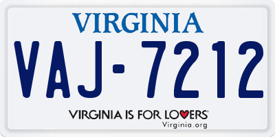 VA license plate VAJ7212