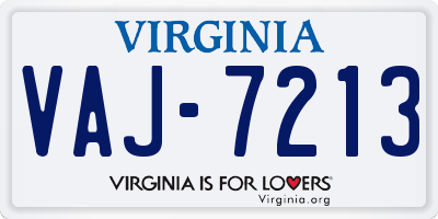 VA license plate VAJ7213