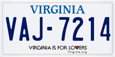 VA license plate VAJ7214