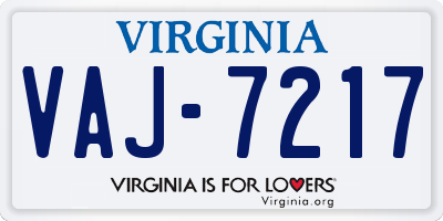 VA license plate VAJ7217