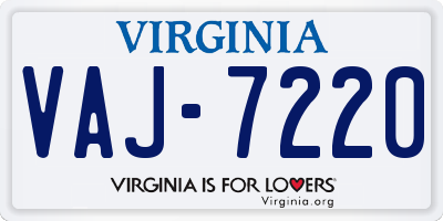 VA license plate VAJ7220