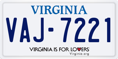VA license plate VAJ7221