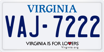 VA license plate VAJ7222
