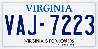 VA license plate VAJ7223