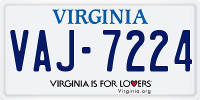 VA license plate VAJ7224