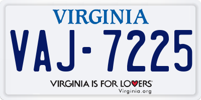 VA license plate VAJ7225
