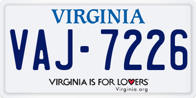 VA license plate VAJ7226