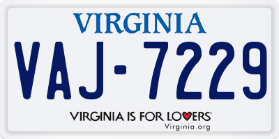 VA license plate VAJ7229