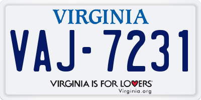 VA license plate VAJ7231
