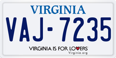 VA license plate VAJ7235