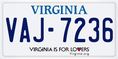 VA license plate VAJ7236