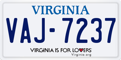 VA license plate VAJ7237