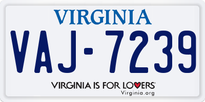 VA license plate VAJ7239