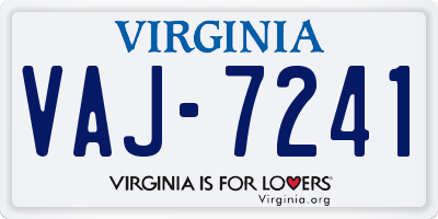 VA license plate VAJ7241