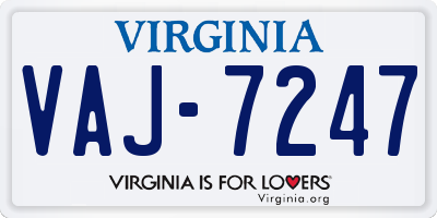 VA license plate VAJ7247