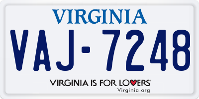 VA license plate VAJ7248