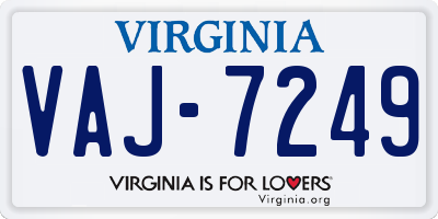 VA license plate VAJ7249