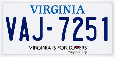 VA license plate VAJ7251