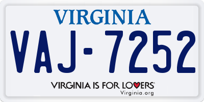 VA license plate VAJ7252