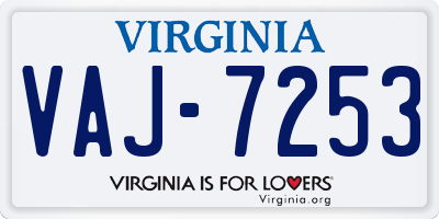 VA license plate VAJ7253