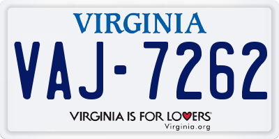 VA license plate VAJ7262