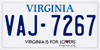 VA license plate VAJ7267