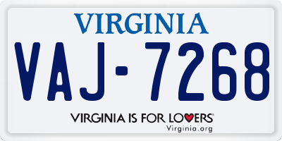 VA license plate VAJ7268