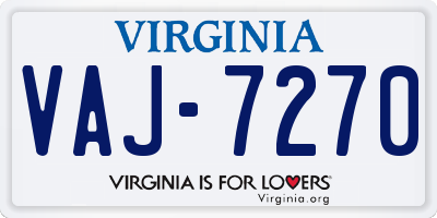 VA license plate VAJ7270